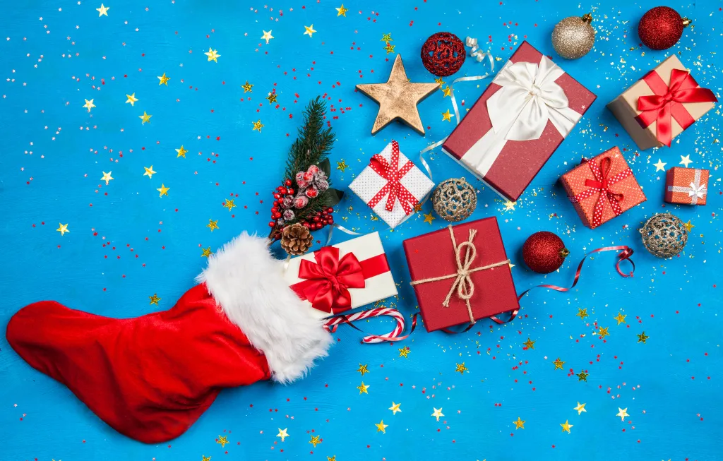 stocking with gifts for Clare House